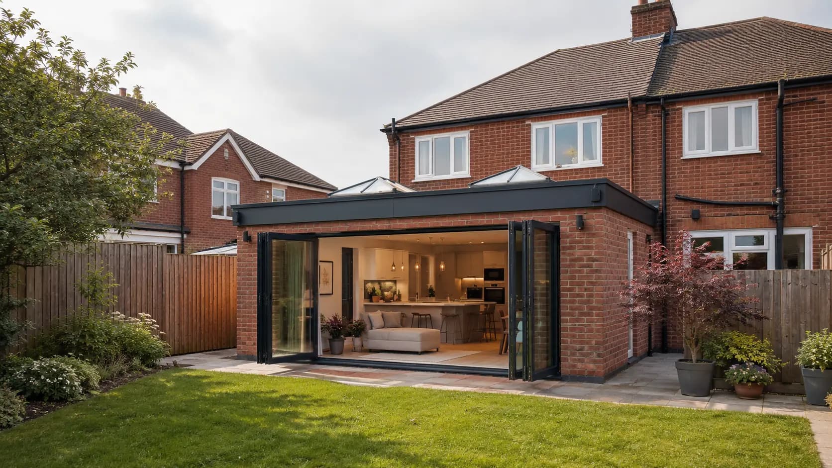 Completed rear extension with open-plan kitchen living space