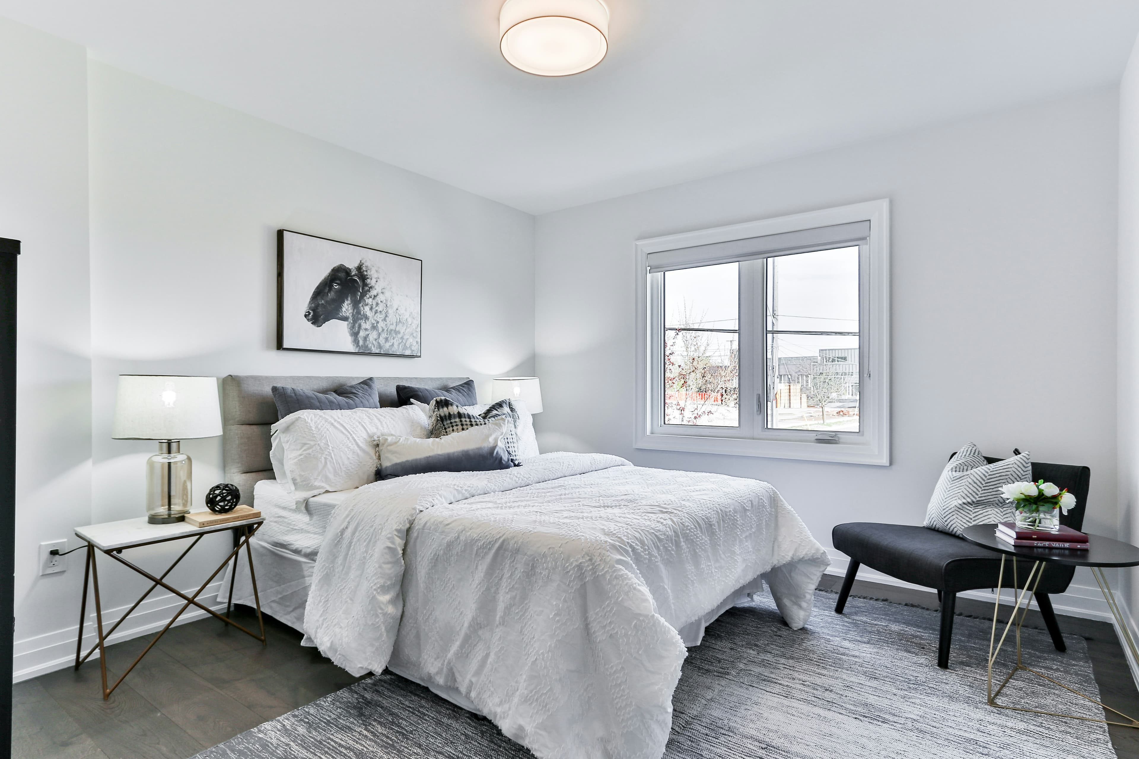 Loft conversion bedroom with roof windows